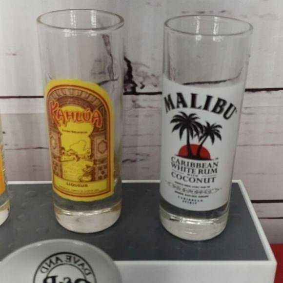 Shot glass lot of 6‎ Malibu dave busters beefeater Mixed Lot Bar Keeper - Picture 4 of 7